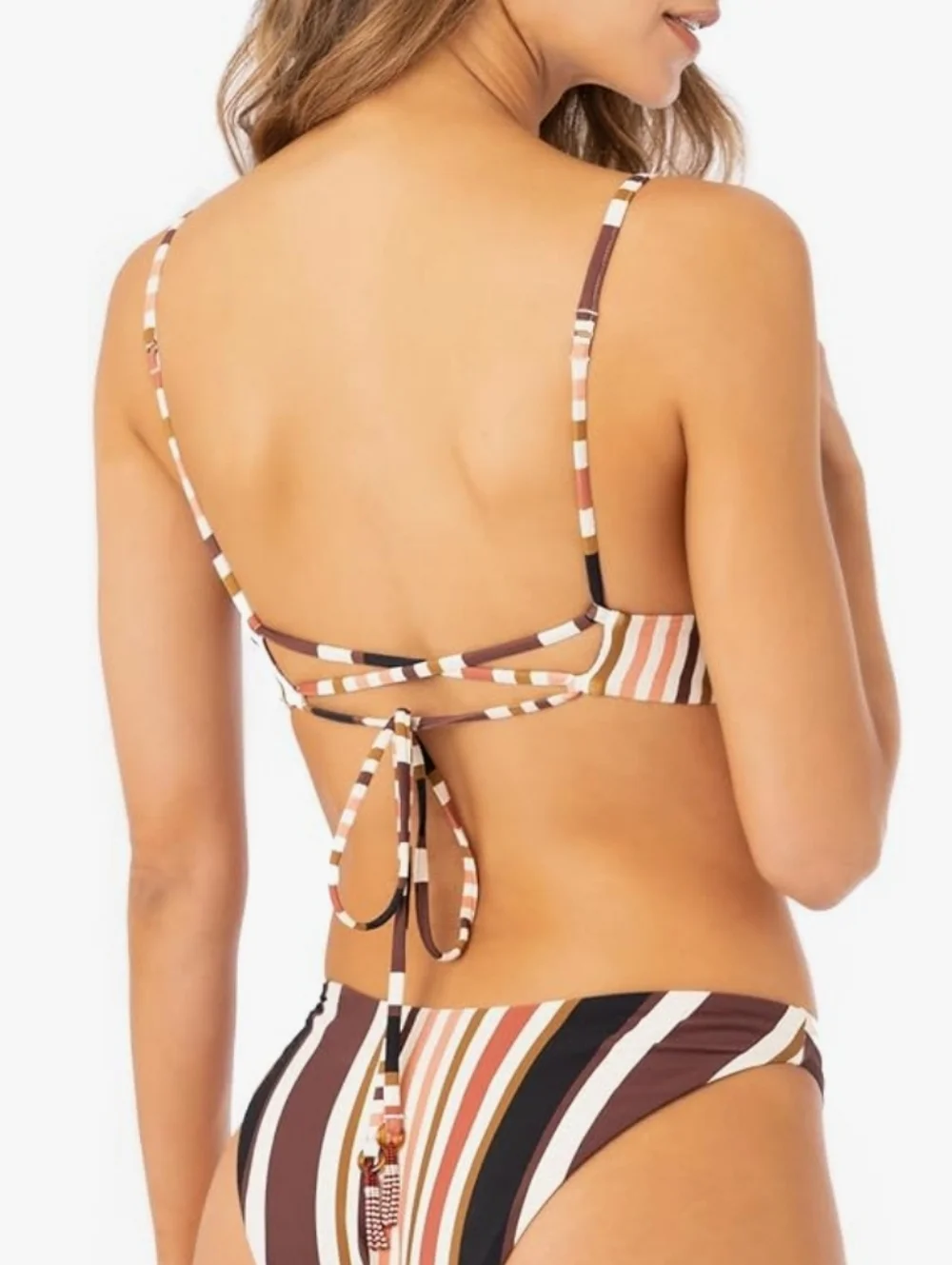 Maaji Burgundy Barcode Parade Reversible Triangle Bikini Swim Top L